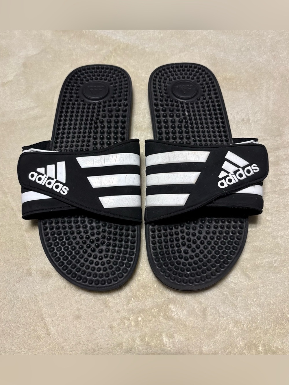 adidas Black and White Slide Sandals for Women